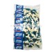 Blue and white, fruit flavoured mini jellies in the shape of baby dolphins supplied in a 3kg poly bag made by vidal